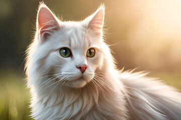 close up of a beautiful white cat generated ai
