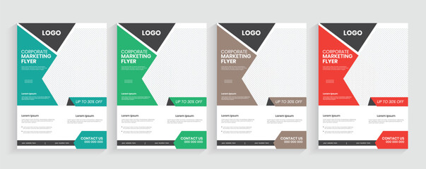 New set of simple corporate marketing  a4 flier template, a4 colorful promotional business advertise proposal, creative print concept blank style graphic flier layout