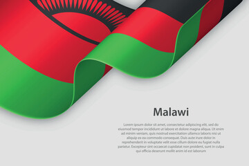 3d ribbon with national flag Malawi isolated on white background