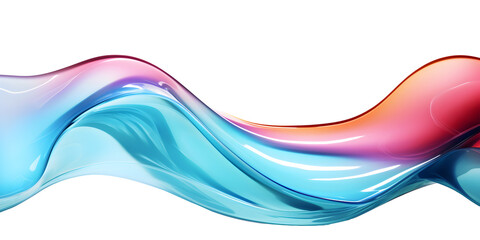 Fototapeta premium Glossy colored flowing wave shape, 3d rendering. Generative AI