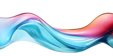 Deurstickers Glossy colored flowing wave shape, 3d rendering. Generative AI © SRITE KHATUN