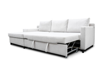 White large sofa on white background