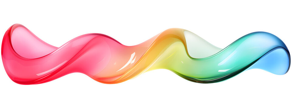 Glossy colored transverse wave shape, 3d rendering. Generative AI