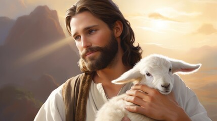 Jesus Christ Holding a Lamb, The Gospel of John, I am the good shepherd	