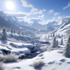 serene winter majesty in american mountains, Generative AI