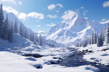 serene winter majesty in american mountains, Generative AI