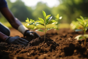 Community Garden Green Initiative Planting Trees and Promoting Local Food Production for Habitat Restoration and a Greener World. created with Generative AI