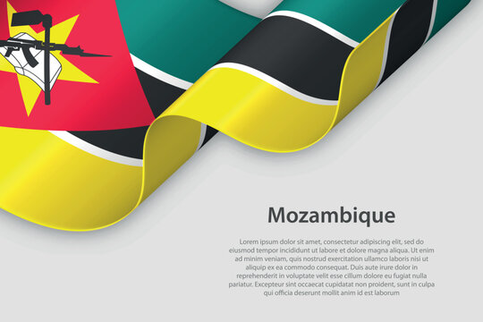 3d ribbon with national flag Mozambique isolated on white background