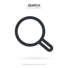 Magnifying or search icon. Rounded search symbol. Research icon for social media, mobile app, website, search engine, UI, operating system.