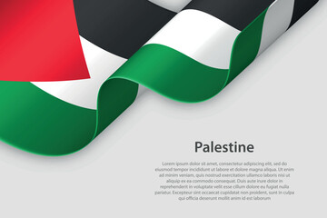 3d ribbon with national flag Palestine isolated on white background