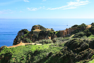Fototapeta na wymiar Natural features, cliffs and limestone formations of Ponta da Piedade