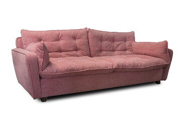 A burgundy large sofa on a white background