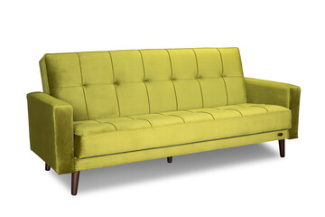 Yellow large sofa on white background