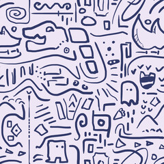 seamless hand-drawn doodle fantasy