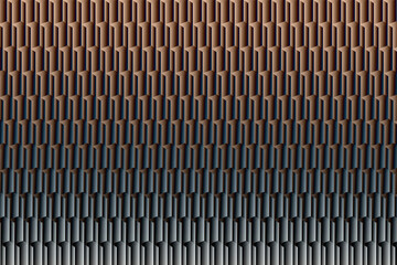 Fototapeta premium An architectural decorative wall with 3d elements. Textured background with relief surface and changing colors. Minimal isometric background, wallpaper pattern. Technology design template.