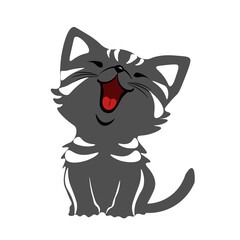Vector illustration of a cartoon kitten with a cute smile