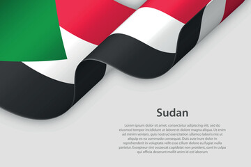 3d ribbon with national flag Sudan isolated on white background
