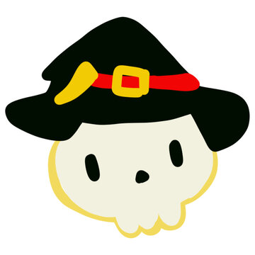 skull wearing witch hat clip art preview