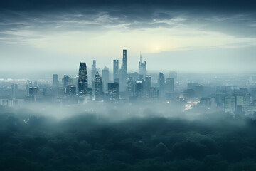 Fototapeta na wymiar misty morning in the city