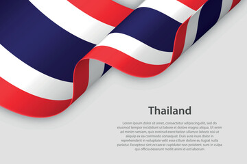 3d ribbon with national flag Thailand isolated on white background