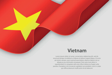 3d ribbon with national flag Vietnam isolated on white background
