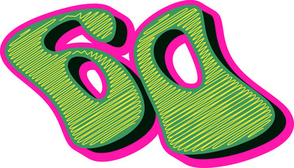 Groovy Scribble Style Alphabet Letters, Stylish 3D Typography