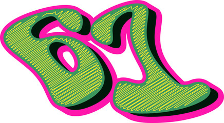 Groovy Scribble Style Alphabet Letters, Stylish 3D Typography