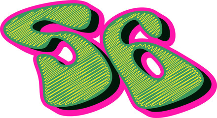 Groovy Scribble Style Alphabet Letters, Stylish 3D Typography