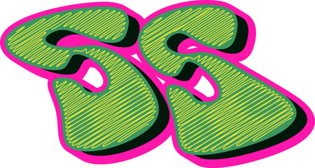 Groovy Scribble Style Alphabet Letters, Stylish 3D Typography