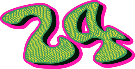 Groovy Scribble Style Alphabet Letters, Stylish 3D Typography