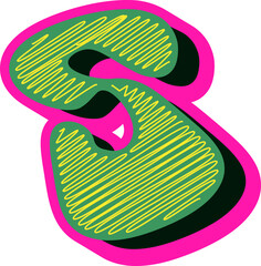 Groovy Scribble Style Alphabet Letters, Stylish 3D Typography