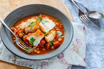 Moroccan fish stew with chickpeas