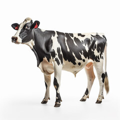 black and white cow isolated white background