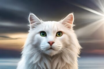 Obraz premium beautiful white cat generated ai