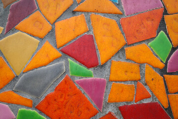 Part of a mosaic wall. Useful as a colorful background.