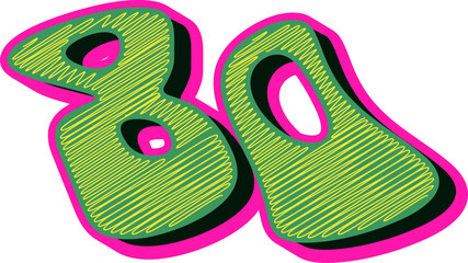 Groovy Scribble Style Alphabet Letters, Stylish 3D Typography