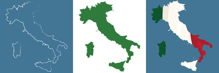 map outline country italy icon set 
