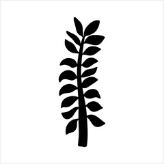 Doodle fern leaf icon isolated. Stencil Vector stock illustration. EPS 10