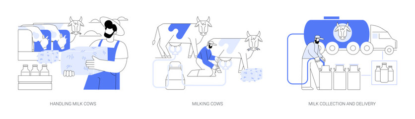 Dairy farming abstract concept vector illustrations.