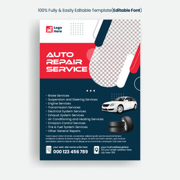 Car Repair Auto Mechanic Shop Print Ready Editable Flyer Or Poster Template Car Rent Flyer, Car Wash Flyer Design