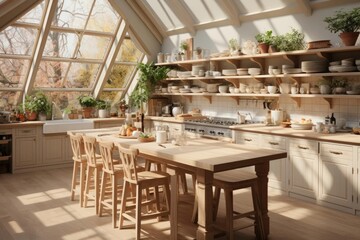 Fototapeta na wymiar Scandinavian style kitchen in the style of y2k aesthetic