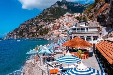 Fotobehang Positano strand, Amalfi kust, Italië Positano La scogliera view 1
