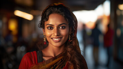 Portrait of Indian young woman smile