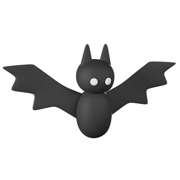 3D render black bat halloween