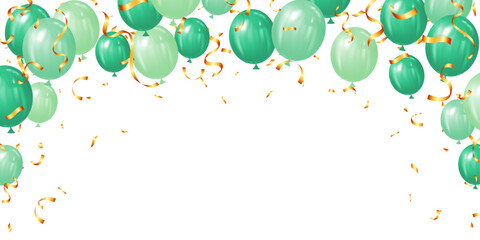 celebration party banner with green balloons background vector illustration. card luxury greeting design - 640305772