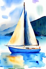 A Painting Of A Sailboat In The Water