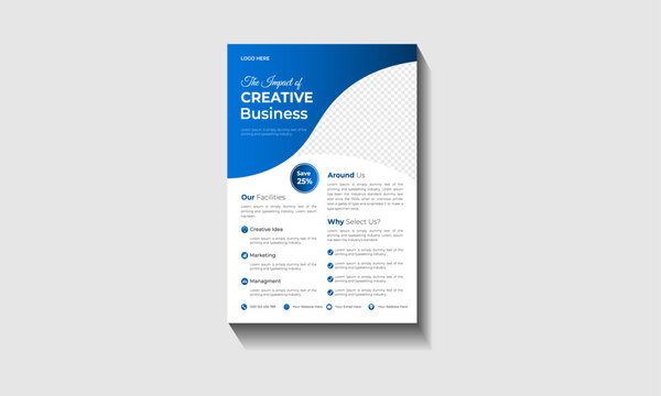 Creative Modern Layout Annual Cover Brochur Template Flyer Design In A4 With Gradiant Colors.
           