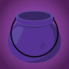 Witch cauldron on dark background, traditional Halloween design element.