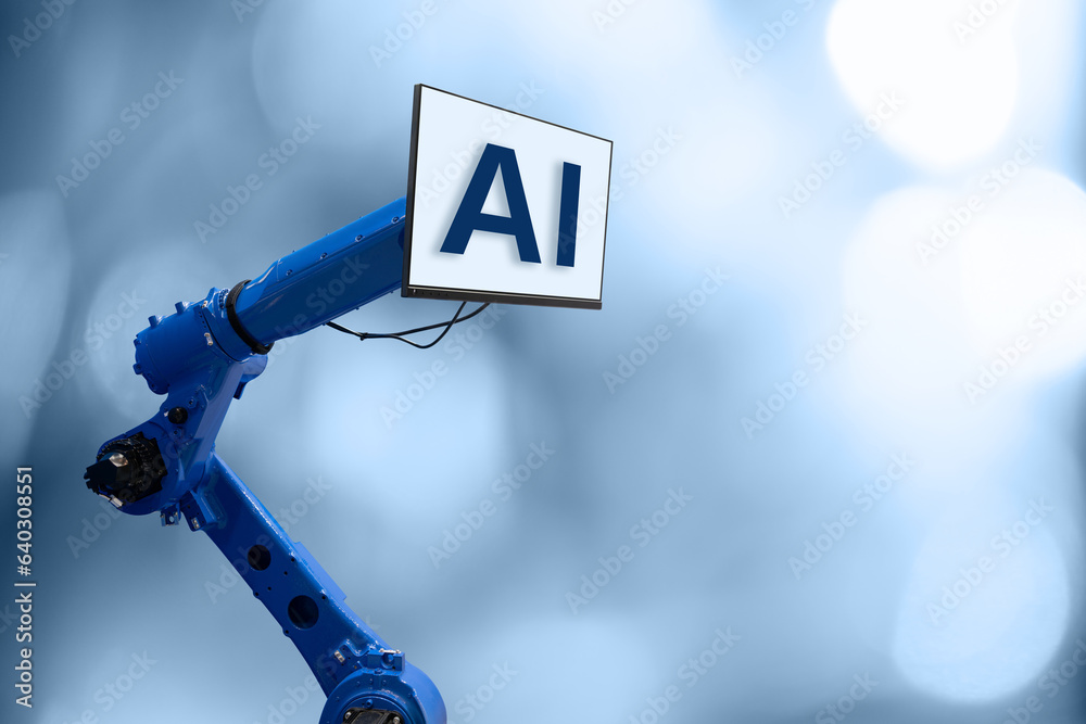 Aufkleber Robot with text AI - symbol of artificial intelligence