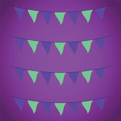 Halloween flags on dark background, traditional Halloween design element.